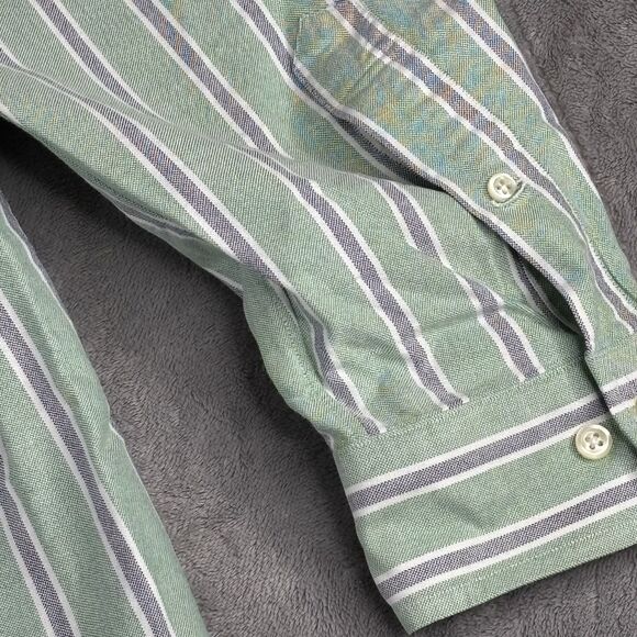 Vintage Ralph Lauren Shirt 17 Xl Green Yarmouth Striped Button‎ Down Flesh Pony - Picture 10 of 11